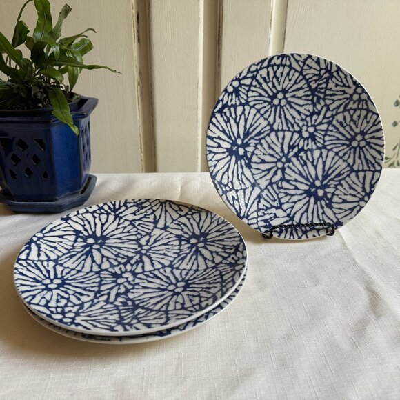 Set of 3 Lenox Market Place Indigo Salad Plates Floral 8 1/4 - Picture 1 of 7